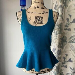 Ganni textured peplum top - teal - Small